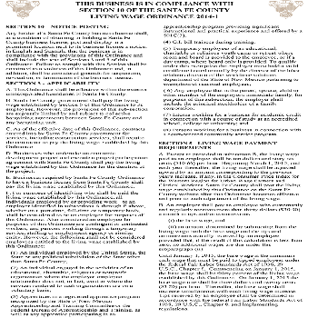 County of Santa Fe Living Wage Ordinance