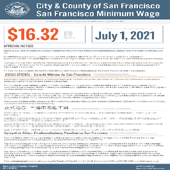 County of San Francisco Minimum Wage Ordinance Official Poster